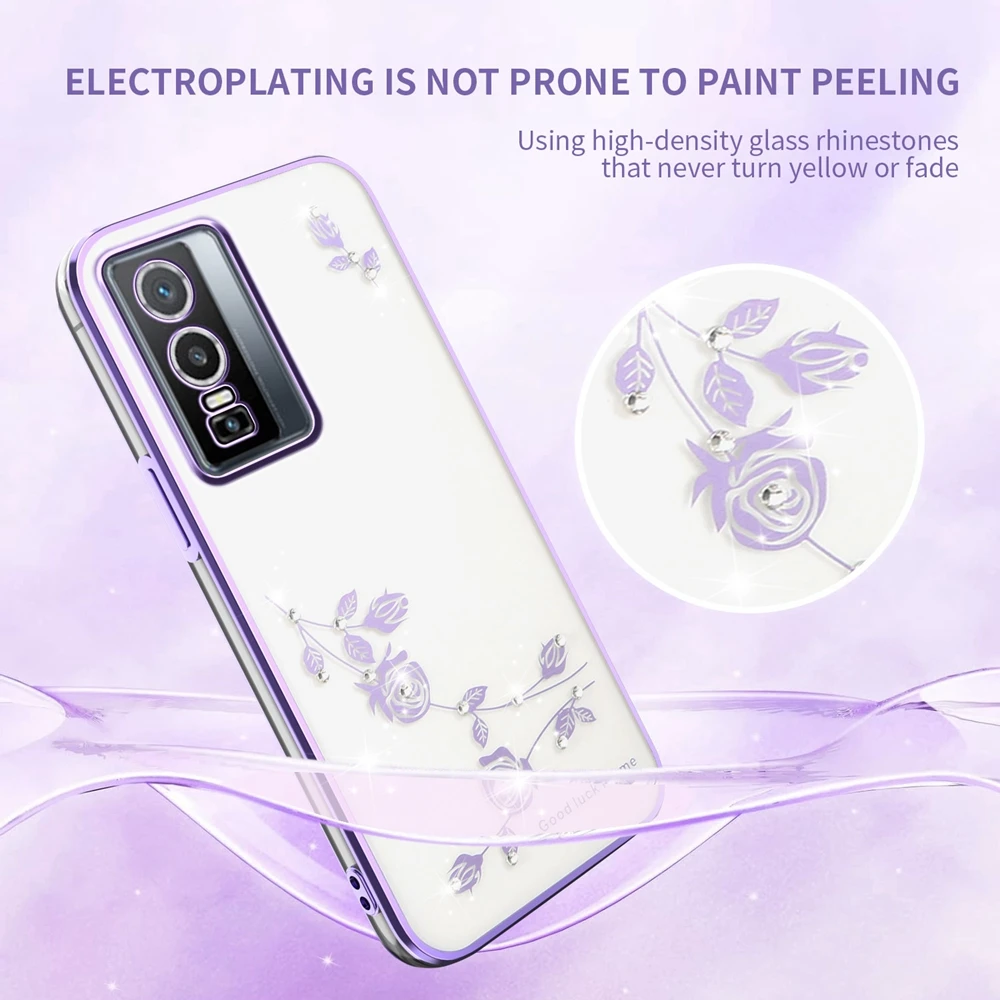 Glitter Phone Case for Vivo Y78 Plus Y77 Y76 Y75 Y74S Y56 Y55 Y36 Y35 Y33S Y29 Y28 4G Rhinestone Transparent Soft TPU Back Cover