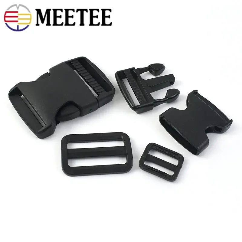 10/20Sets Plastic Side Release Buckles 20-50mm Tri-Glide Adjustable Clasp Webbing Hook Bag Strap Backpack DIY Sewing Accessories