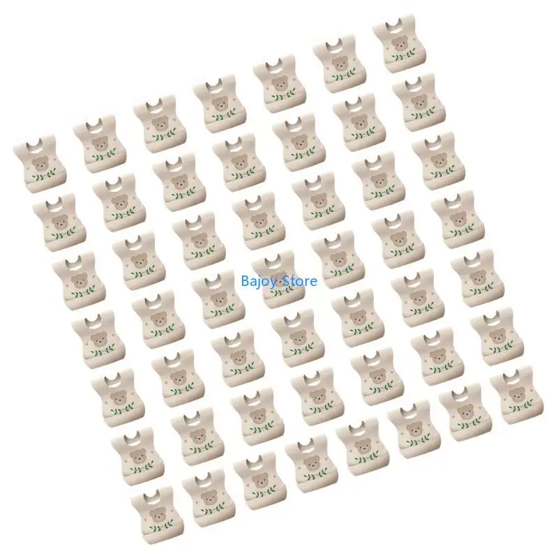 63HE Pack Of 50 Disposable Baby Bib Bear Pattern Soft Not Woven Fabric Baby Bib for Easy Mealtime Fun & Mess Frees Dining