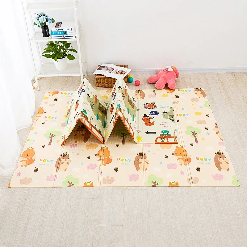 Alfombra de juego de 0,5 cm de grosor, manta para gatear para bebés, alfombra de suelo suave, alfombra plegable para niños, tapete impermeable no tóxico para niños pequeños