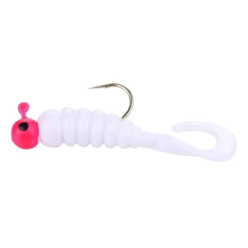 7 teile/los 45mm Jig Silikon Wurm weichen Köder mit Haken 3,2g Wobbler Angeln Karpfen locken Kunst gummi Zander Hecht Bass Köder