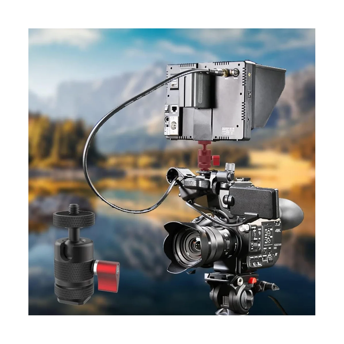 Mini Tripod Ball Head Swivel Ball Head 1/4Inch Removable Cold Shoe Mounts Adapter for DSLR Camera Monitor Camera Parts