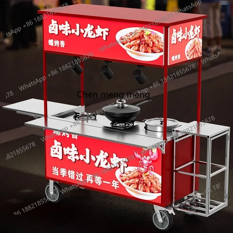 A139 Stall truck mobile stainless steel commercial multi-functional snack cart dining cart can be customized