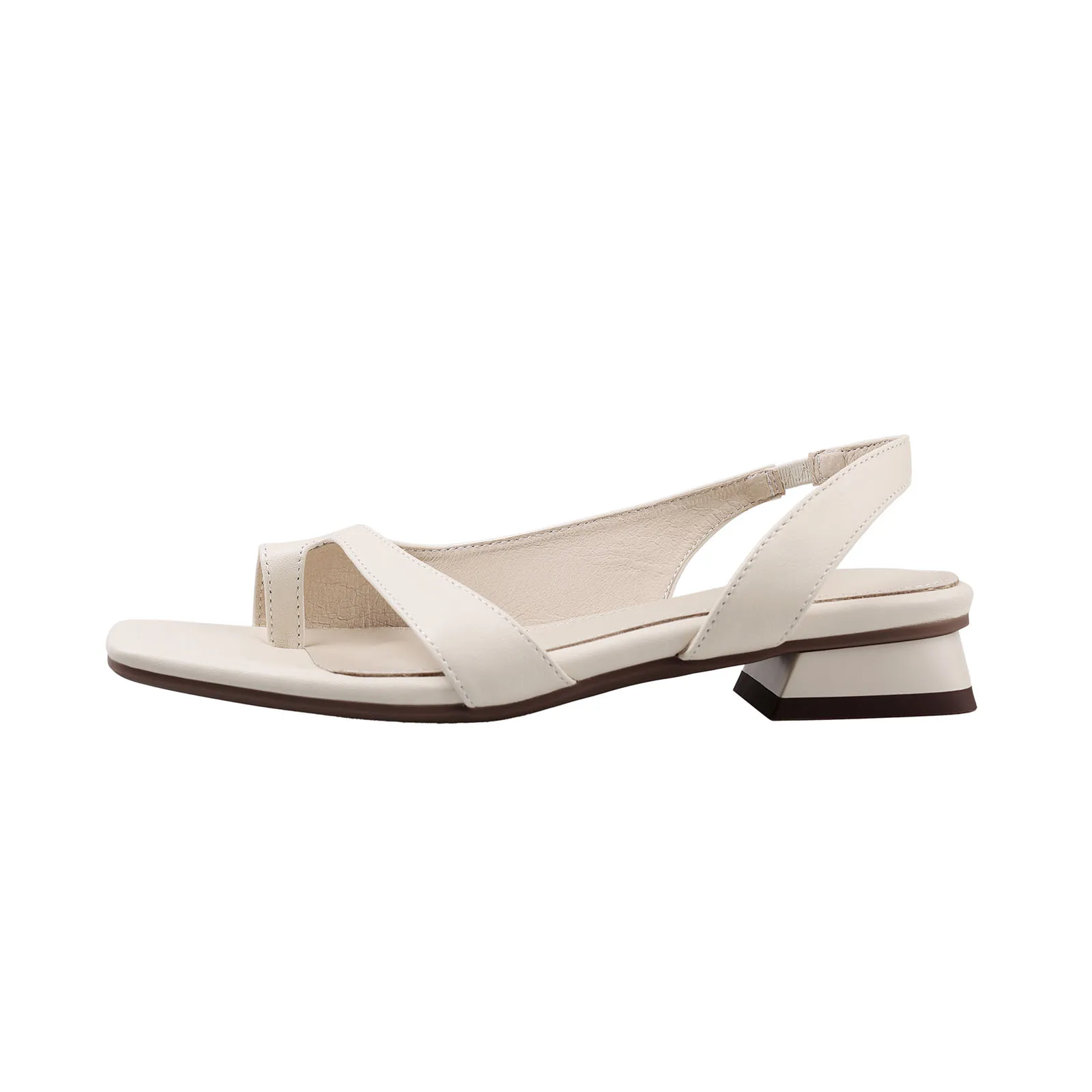 

Arden Furtado 2025 Summer Square toe Pinch toe Back Strap Middle heel Open toe Sandals Large size sheepskin Commuter shoes