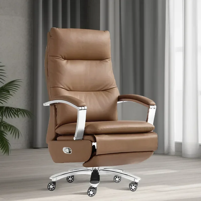 Cadeira de Escritório Ergonômica de Couro com Apoio para os Pés, Poltrona de Estudo, Cadeira Executiva para Computador, Cadeira Gamer, Móveis para Sal