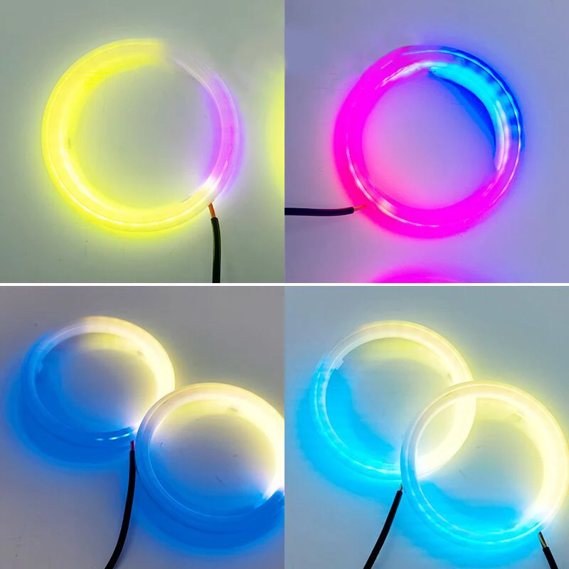 12V 24V Motorcycle RGB Angel Eyes Halo Rings Lights with Turn Signal Lights APP Bluetooth LED Motorcycle Retrofit DRL Headlight