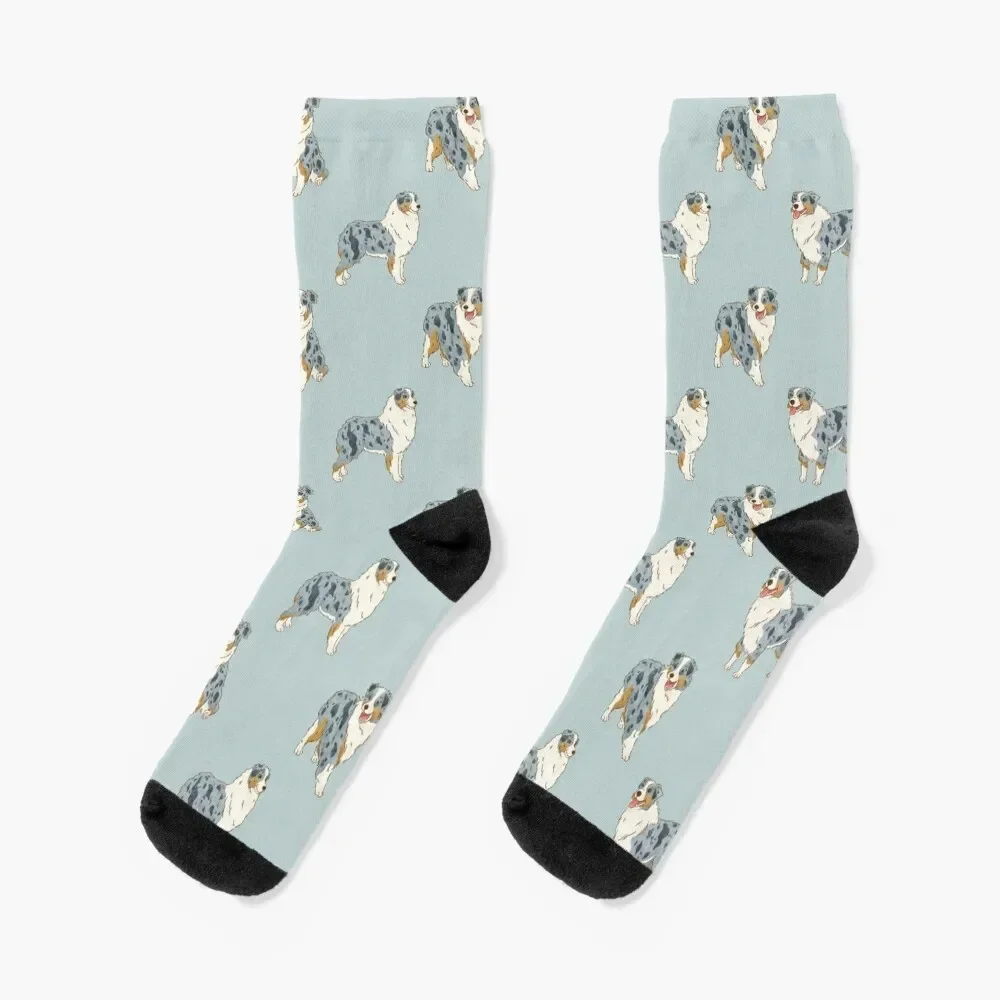 

Australian Shepherd Aussie Dog Socks soccer anti-slip Rugby christmas gift Socks For Men Women's