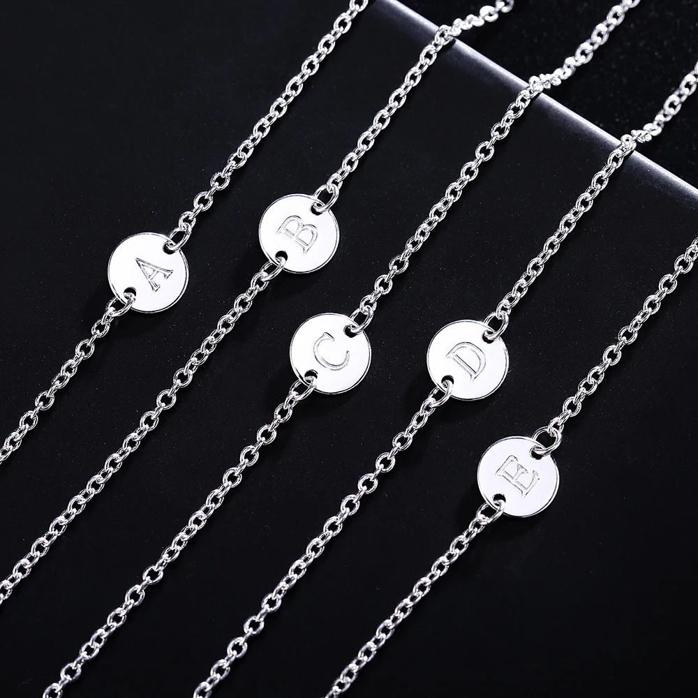 

Hot 925 sterling Silver 26 letter cards Chain Bracelets for Women Fashion classic Wedding Party Christmas Gifts fine Jewelry