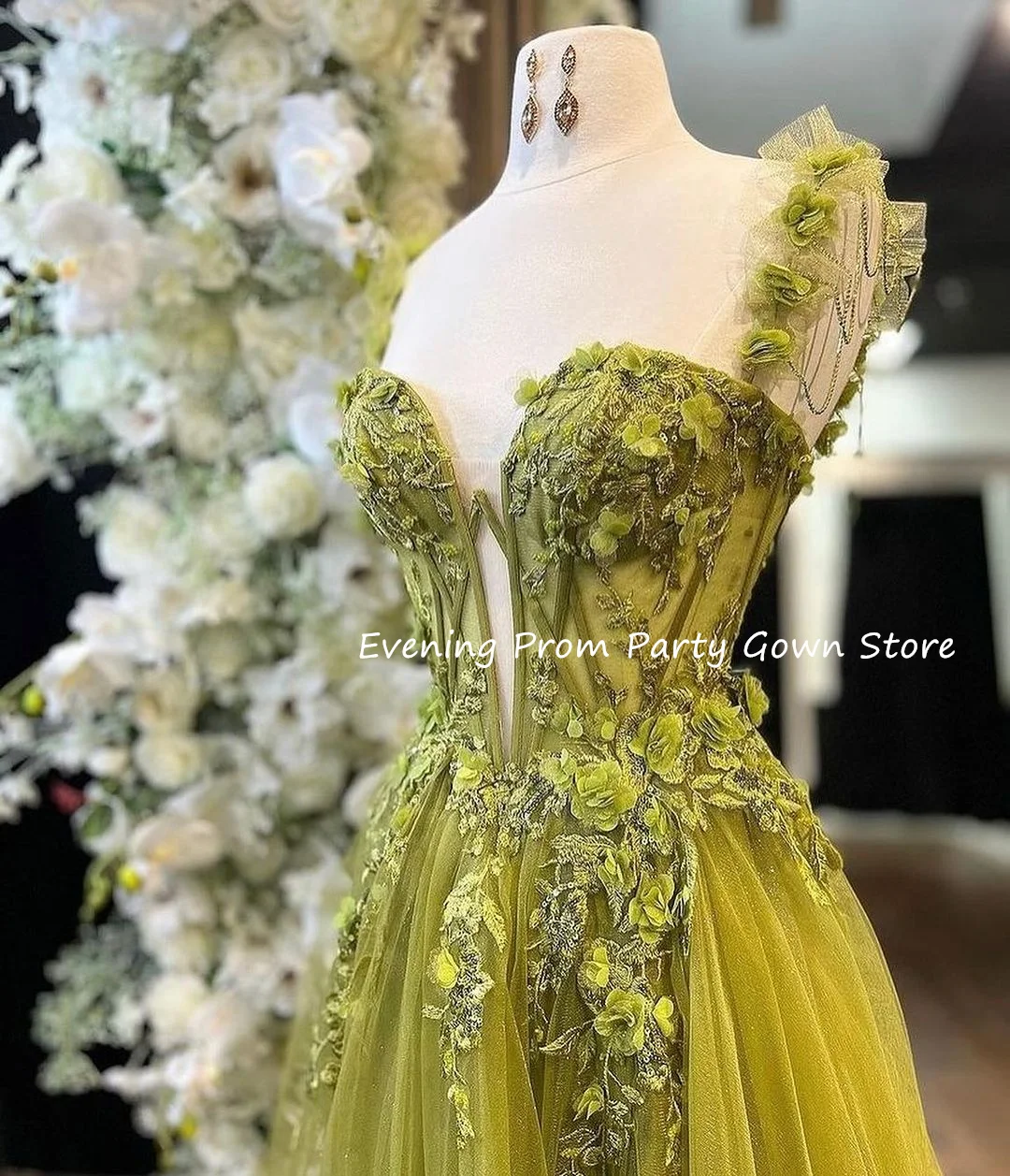 فساتين سهرة مزينة للنساء فستان رسمي للحفلات أخضر تول فيستدوس دي فيستاس أنيقة موهير فساتين للمناسبات الرسمية