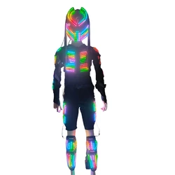 Flashing LED Robot Dance Suit Jacket Suit Festival Celebrate Prom Party Music Show Costume Predator Mask Cool RGB Remote Control