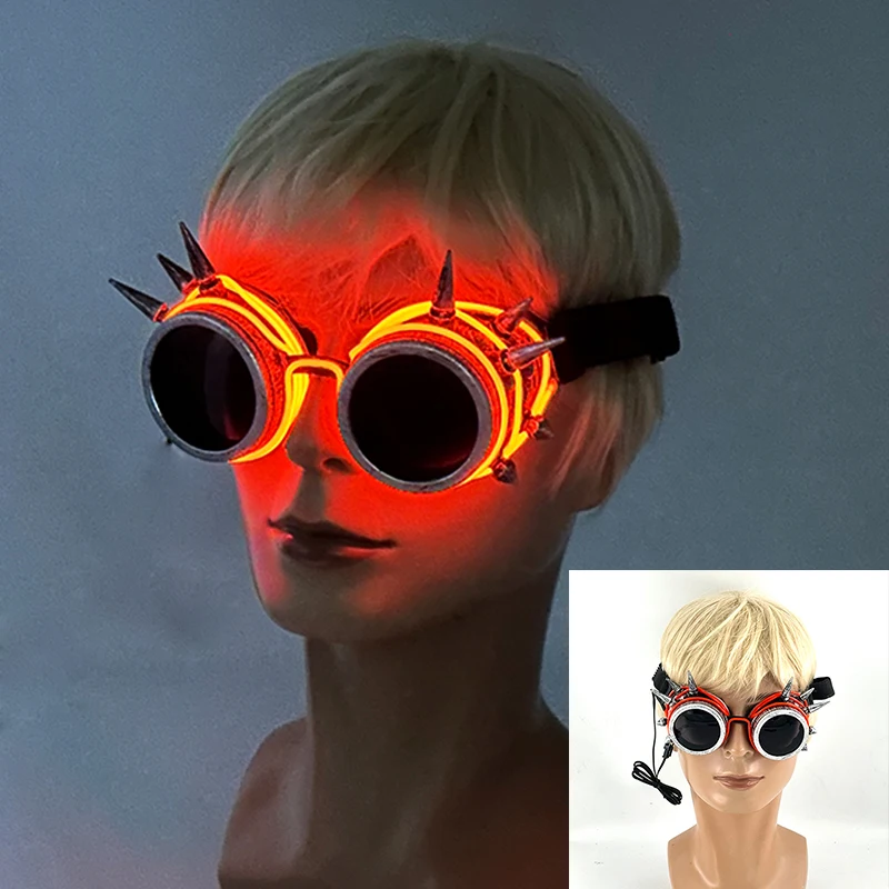 New 10 Colors Glowing Decor Costume  Accessory  Neon Light Sunglasses With LED Luminous Glasses Lighting Up In Dark Performance