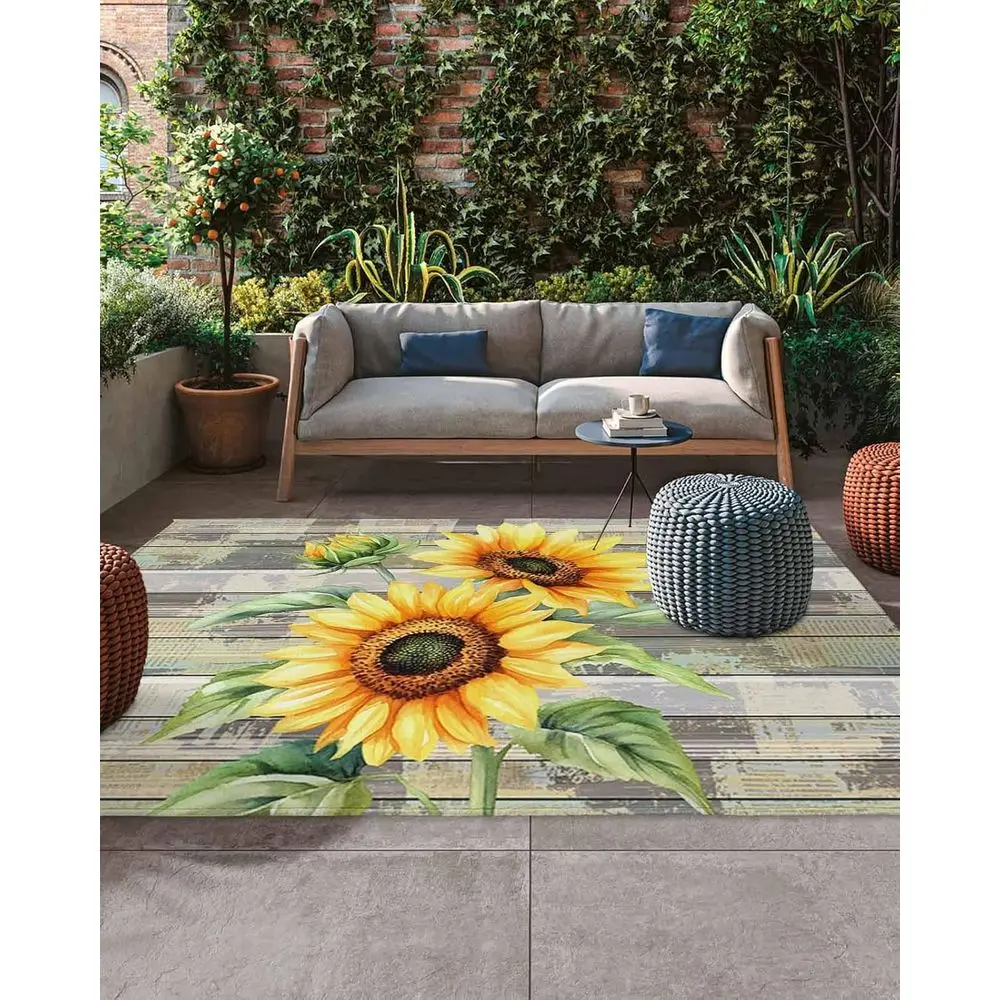 

Уличный коврик для патио с акварельными зелеными листьями, нескользящий впитывающий коврик для внутреннего и наружного использования для террасы, заднего двора, крыльца, стиля фермерского дома