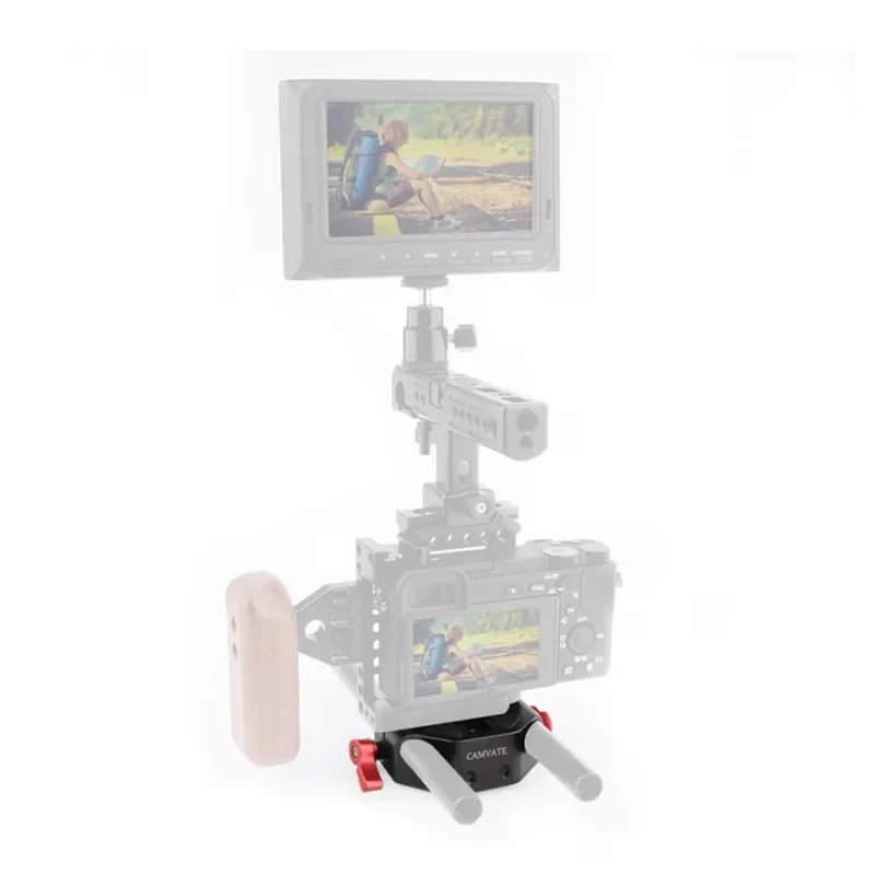 HDRIG Universal Camera Baseplate Quick Release Plate with 5mm Rod Rail Clamp QR Plate Tripod Mount for Sony Canon Camera Cage