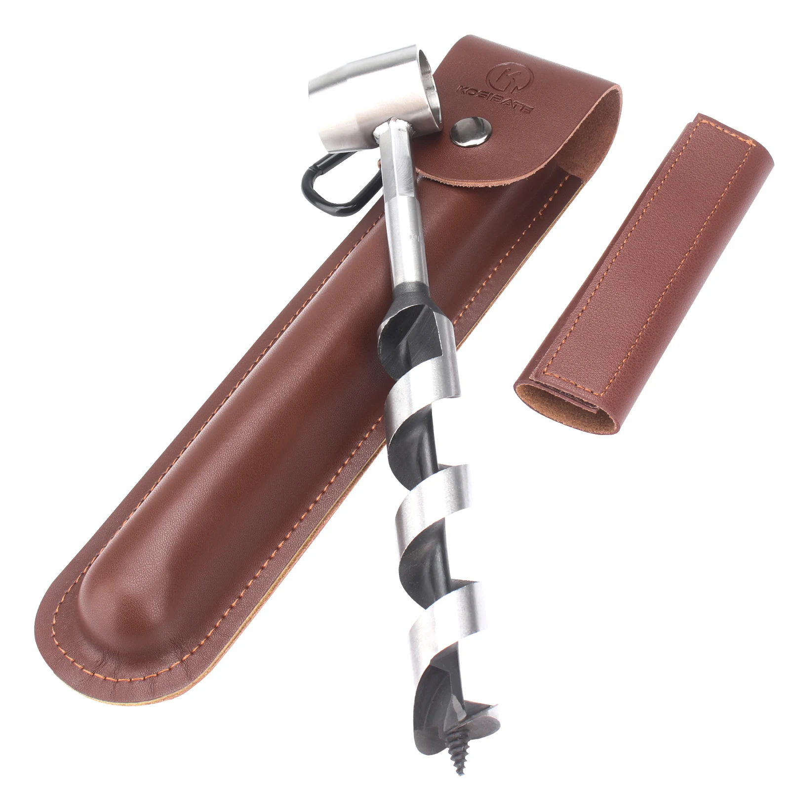 

Kosibate Bushcraft Gear with Leather Case Hand Auger Wrench for Easy Wood Drilling - Settlers Wrench and Bushcraft Tools