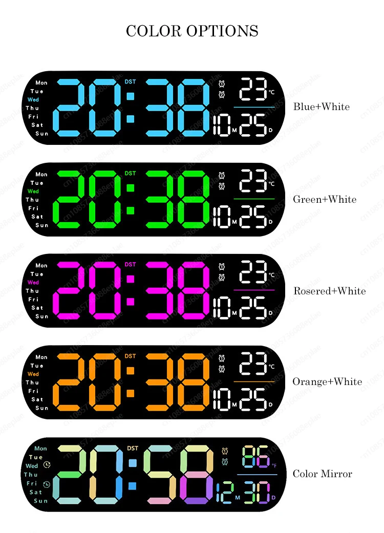 Moderne digitale Wanduhr mit großem LED-Display – multifunktionales, minimalistisches Design für Heim- und Bürodekoration