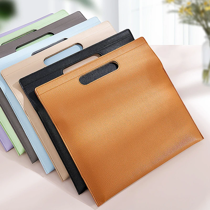 Custom Letters Business Document Bag Slim Engrave Name Leather Luxury Tote Bag Woman Large Capacity Magnetic Laptop Bag Gift