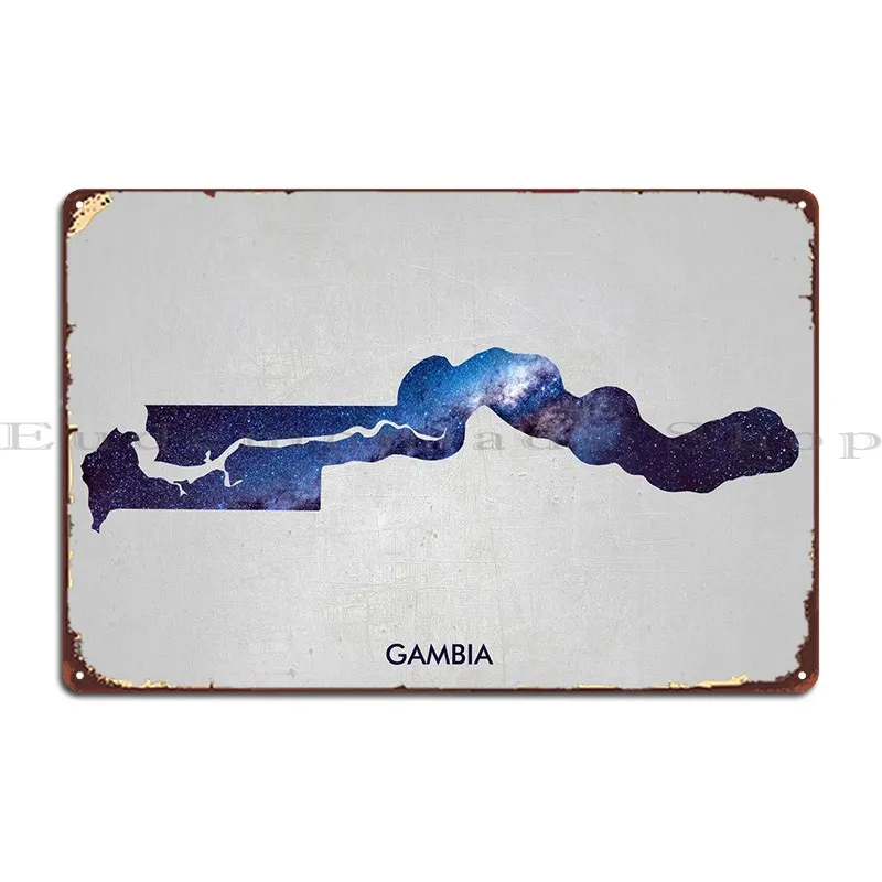 Gambia Silver Blue Metal Sign Cinema Living Room Vintage Custom Poster Tin Sign Poster