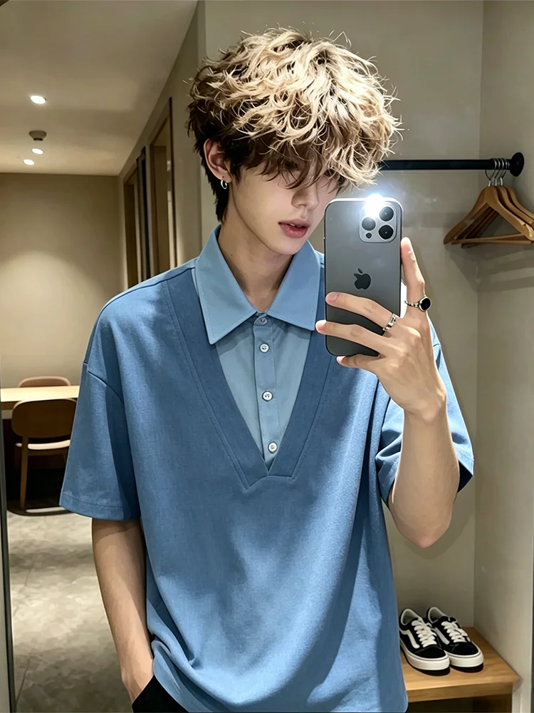 

Cleanfit Ice Silk Shirt Short Sleeve Men's Summer Casual Handsome Fake Two-Piece Loose Fit Breathable Comfortable