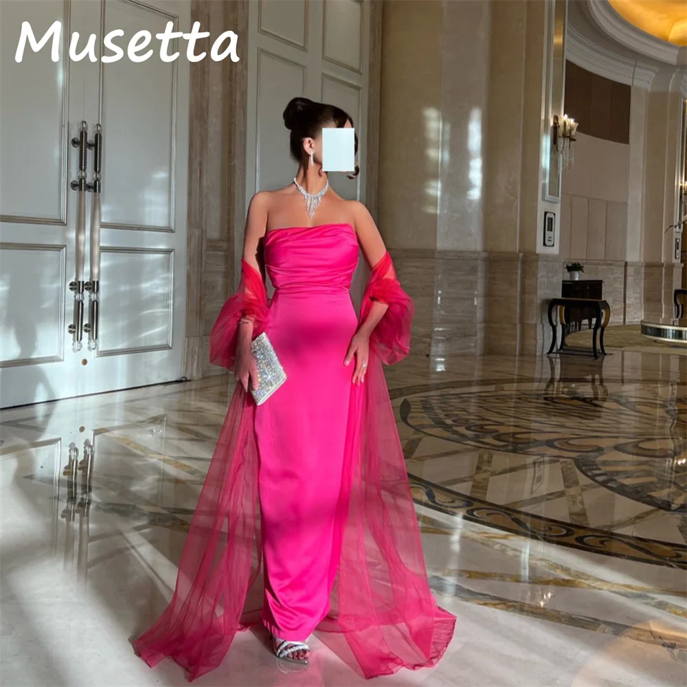 

Musetta Satin Off The Shoulder Open Back Sheath Evening Dress 2025 Ankle-Length Formal Prom Party Gown فساتين سهرة Customized