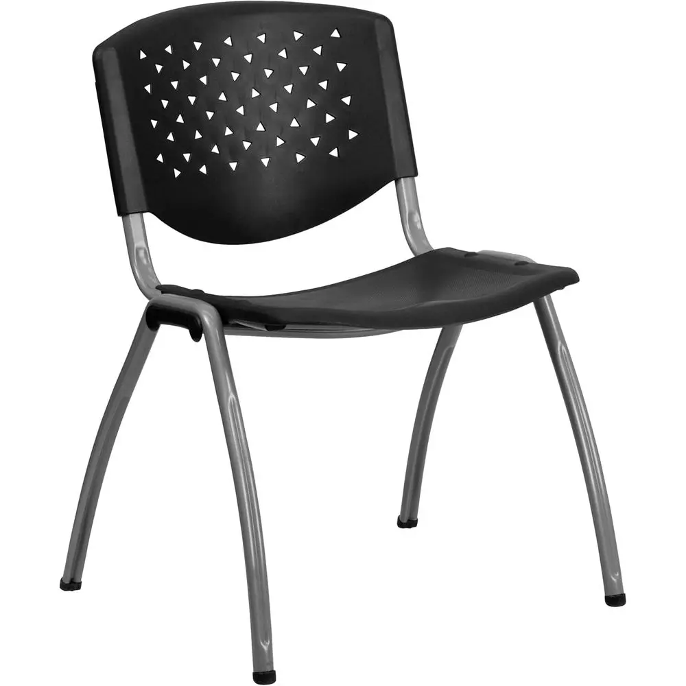880 lb. capacity Black Plastic Stack Chair with Titanium Gray Powder Coated