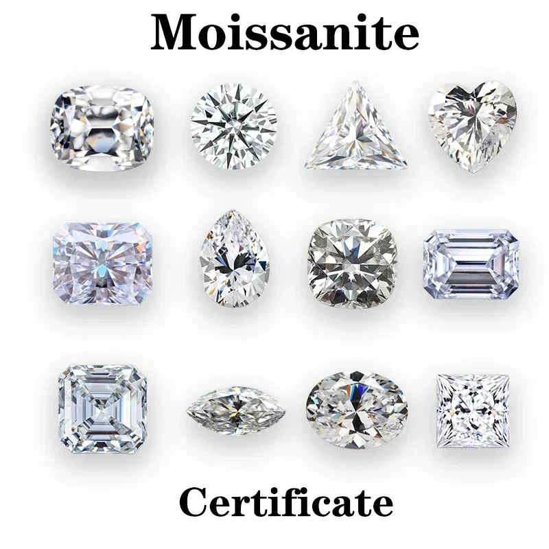 

Moissanite Stone Multiple Shapes Available D Color Charms Gemstone Advanced Jewelry Rings Earrings Making with Certificate