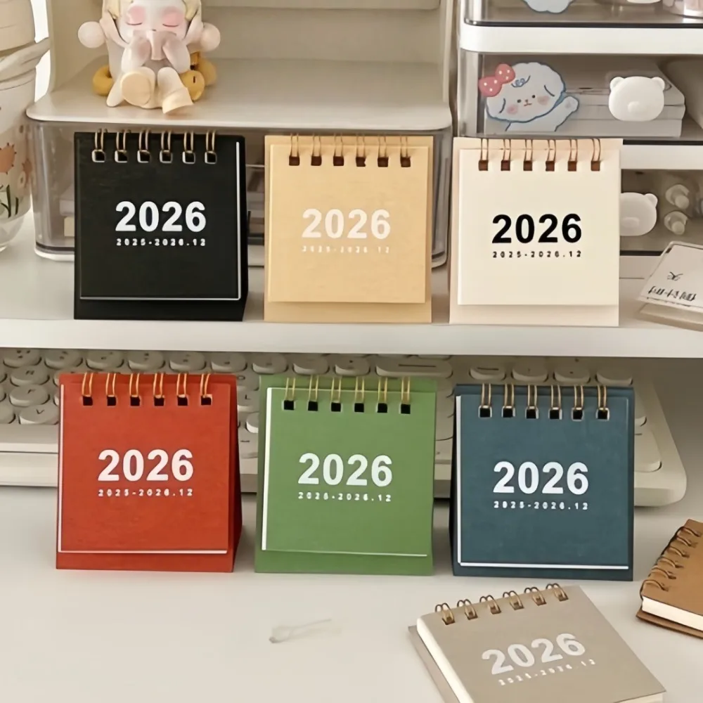 2026 Mini Simple Paper Desk Calendar Creative Portable Spiral-Bound Calendar for Time Planning Notebook Desktop Ornament