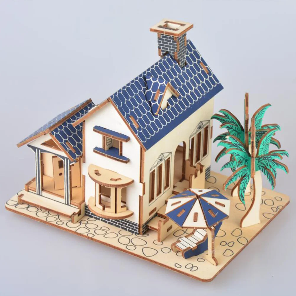 

3D Wooden Beach House Puzzle Attractive DIY Children Puzzle for Birthday Gift Room Table Decoration Creativity Development