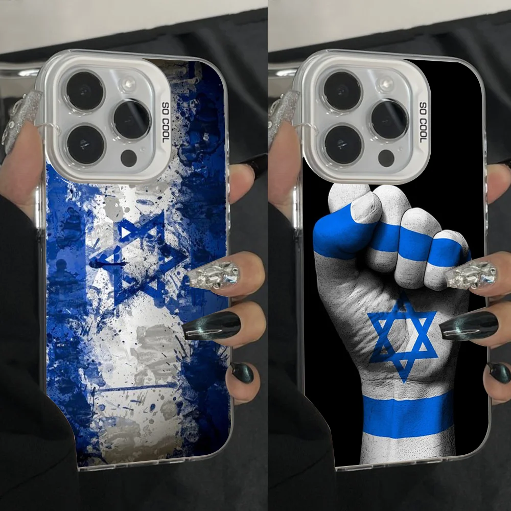 

Star of David I-Israel Flag Phone Case For iPhone 16,15,14,13,12,11,Pro,Max,Plus,Mini,XS Anti Fall Gray Silver Matte Hard Bumper