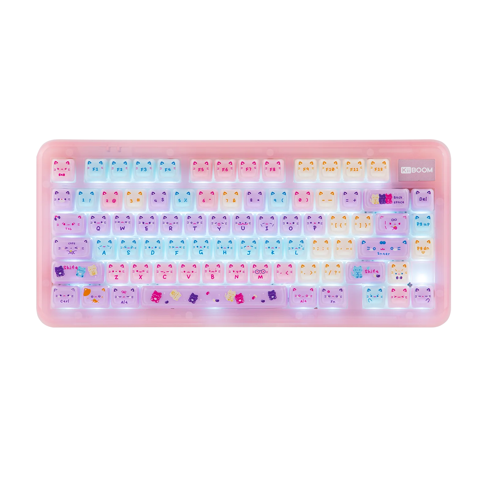 KiiBOOM Meow Pudding V2 Keycap Set 128 Keys MAO Profile Translucent PC Keycaps for 60%/65%/75%/TKL/96%/Full-sized Keyboard