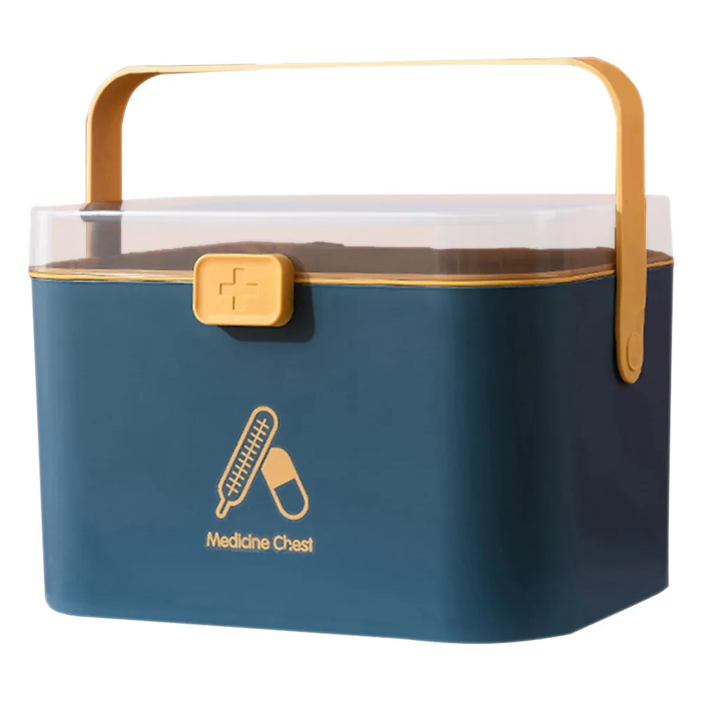 Sturdy Handled First Aid Box Portable Medicine Storage Case Large Capacity Emergency Kit Portable Medicine Case