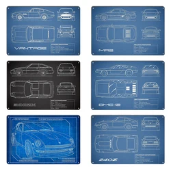 Blueprint Of The 280zx 240Z V8 Vantage 300ZX Z31 DMC-12 Old Car Patent Metal Plaque Bar Cave Wall Pub Vintage Tin Sign Poster