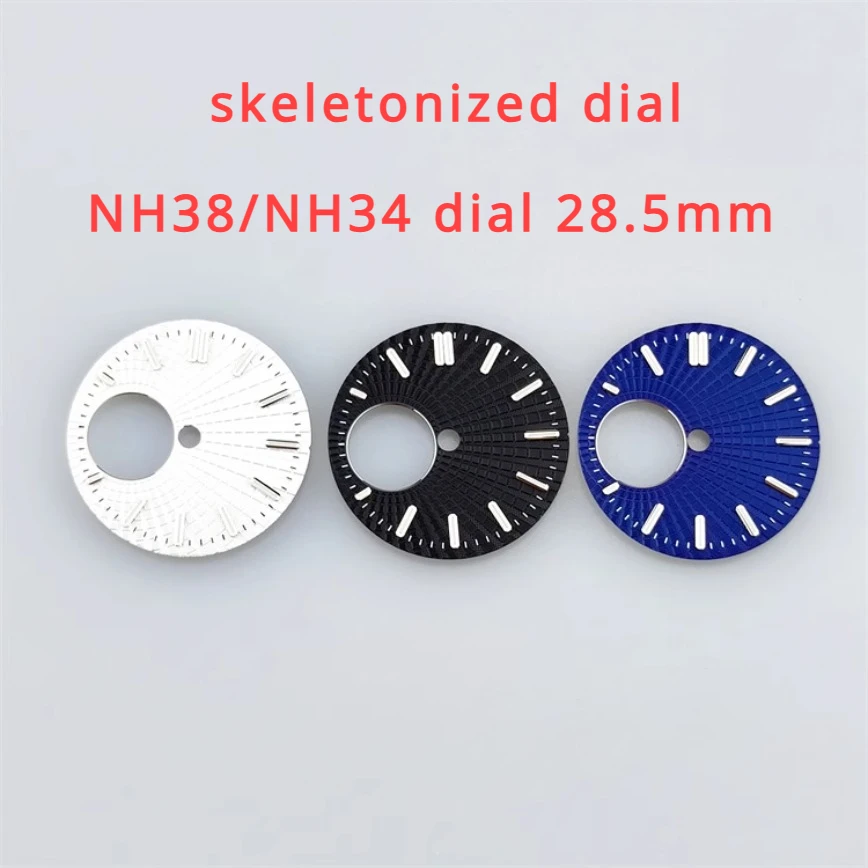 

NH38 Dial Skeletonized Dial Green Luminous 28.5mm No Logo for NH38/NH34 Movement Watch Accessories