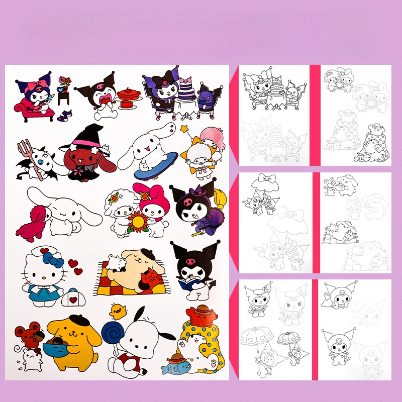 New Sanrio cartoon anime tracing book kuromi My melody Cinnamoroll cute sketch comic children's art graffiti drawing book gift