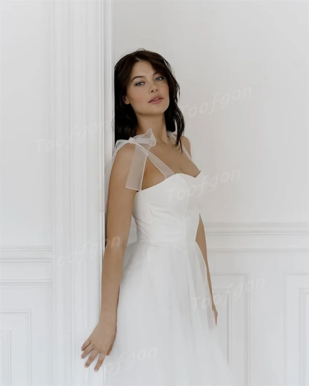 فساتين حفلات الزفاف القصيرة على شكل قلب من Toofgon، أشرطة تول ناعمة، فستان رسمي للحفلات الراقصة، طول الشاي، مناسبة خاصة حسب الطلب