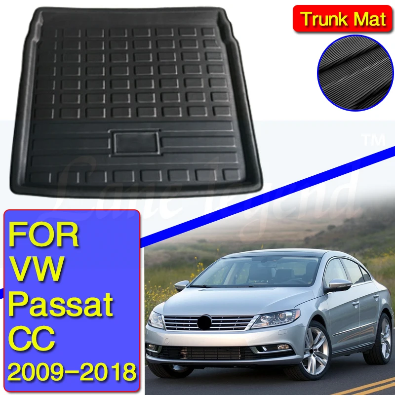 for VW Volkswagen Passat CC 2009~2018 Boot Mat Rear Trunk Liner Cargo Floor Tray Carpet Mud Pad Guard Protector Accessories