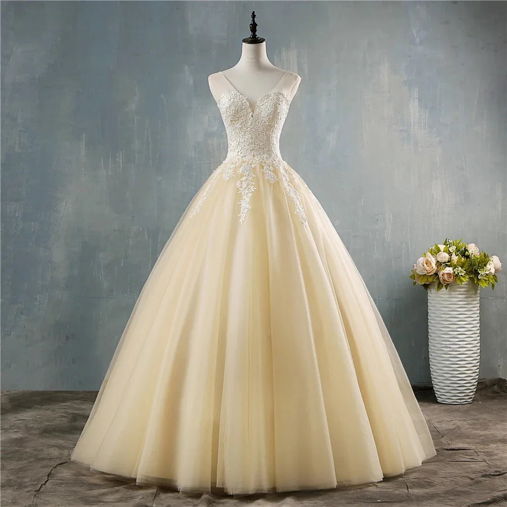 2026 New Simple Wedding Dress Color Yarn V-neck Lace Embroidery Mori Elegant Princess Evening Gowns Plus Size Vestido De Novia