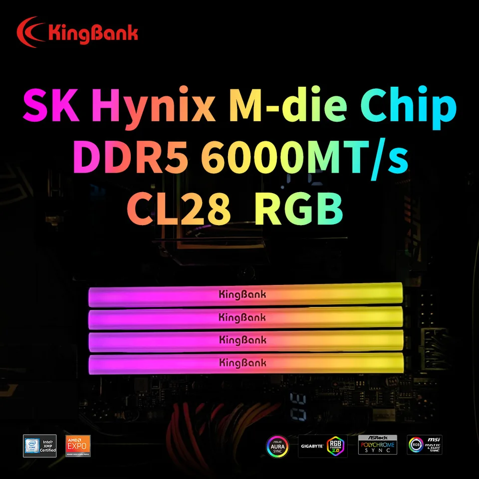 KingBank DDR5 6000MHz 24GB RGB RAM Kit CL28