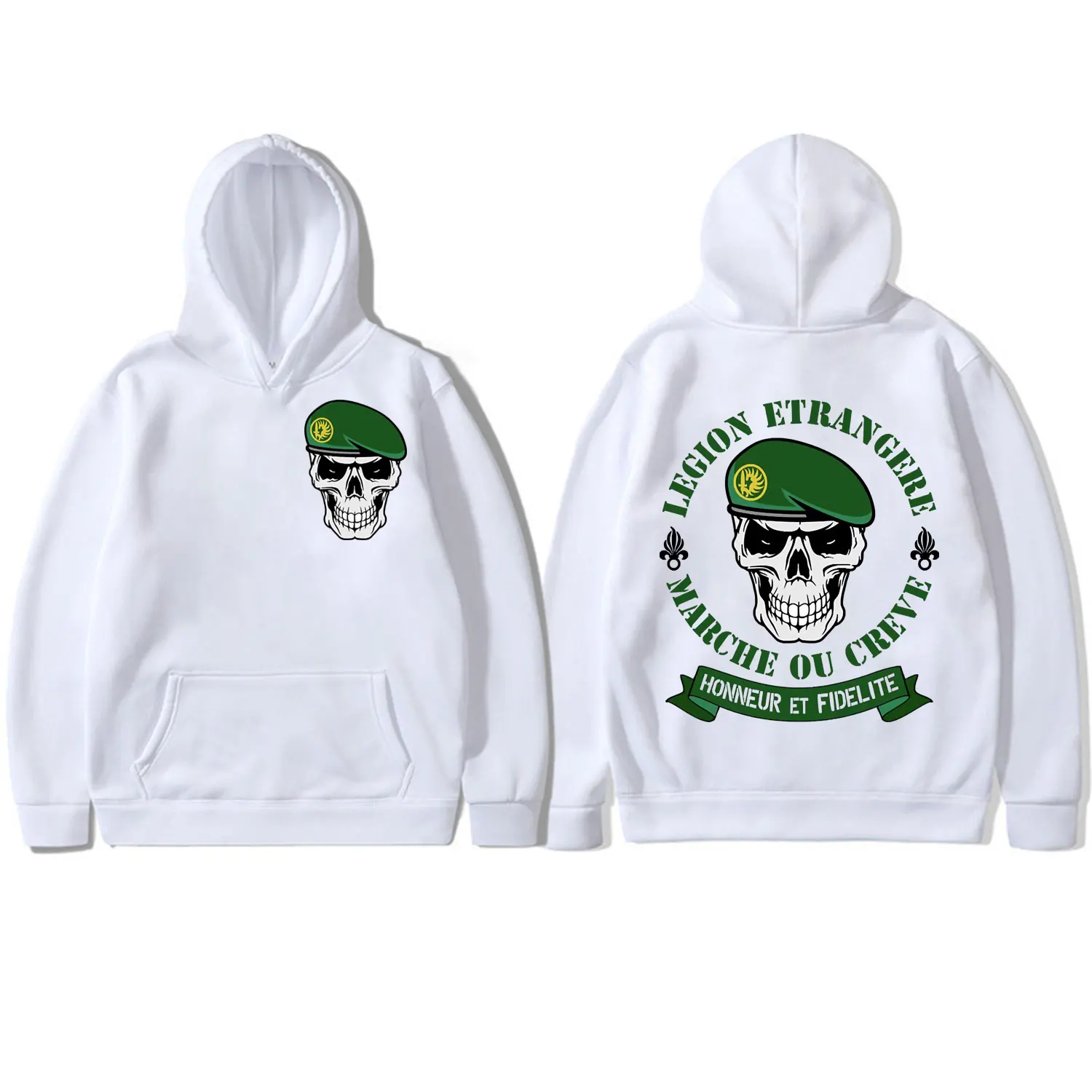 Foreign Legion Horror Skull Print Hoodie Man Harajuku Gothic Hooded Sweatshirts Fashion Trend Vintage Pullovers Men's Streetwear