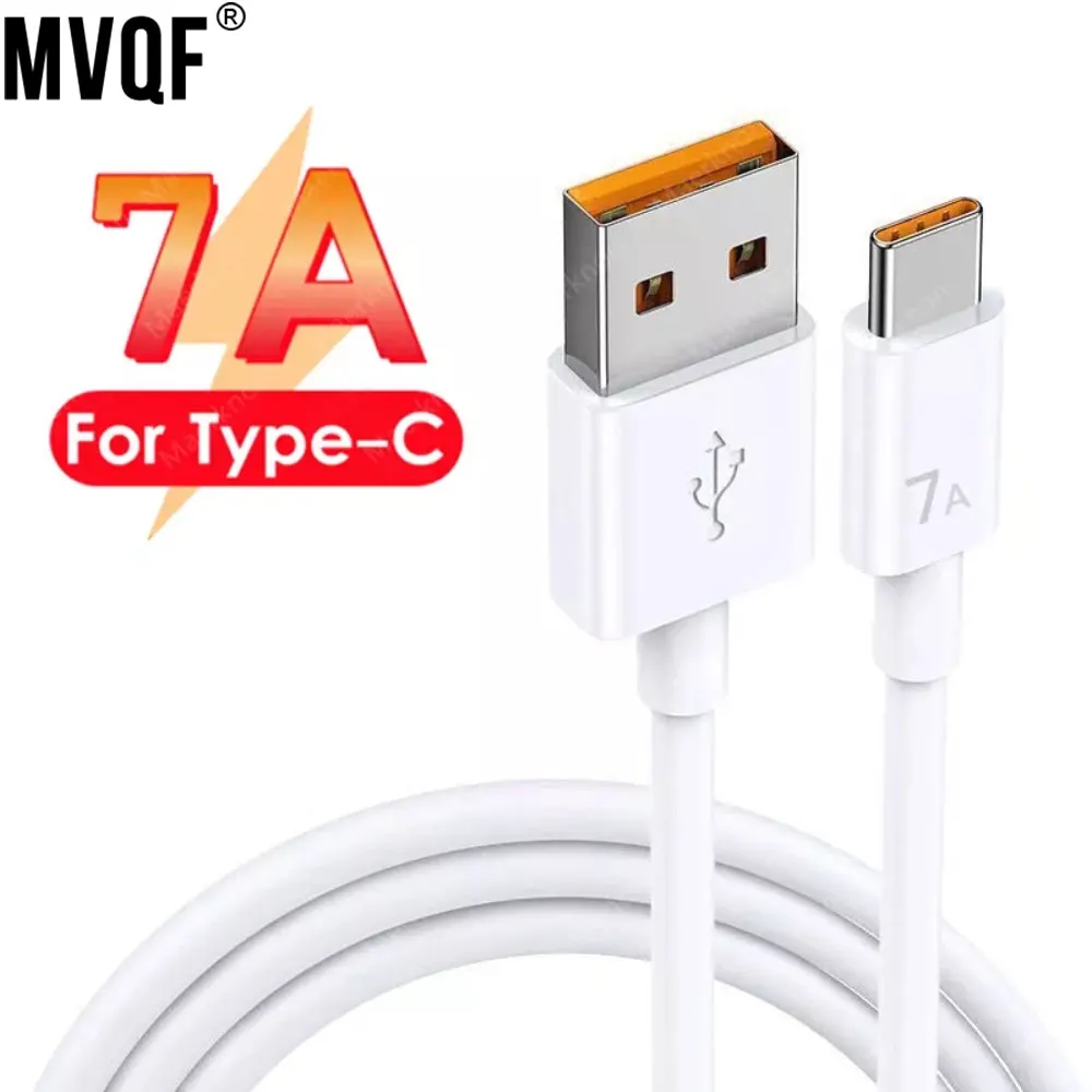 MVQF 7A Type C USB Cable Super-Fast Charge Cable for Huawei Mate 50 40 Xiaomi Samsung 100w Charging USB Charger Cables Data Cord