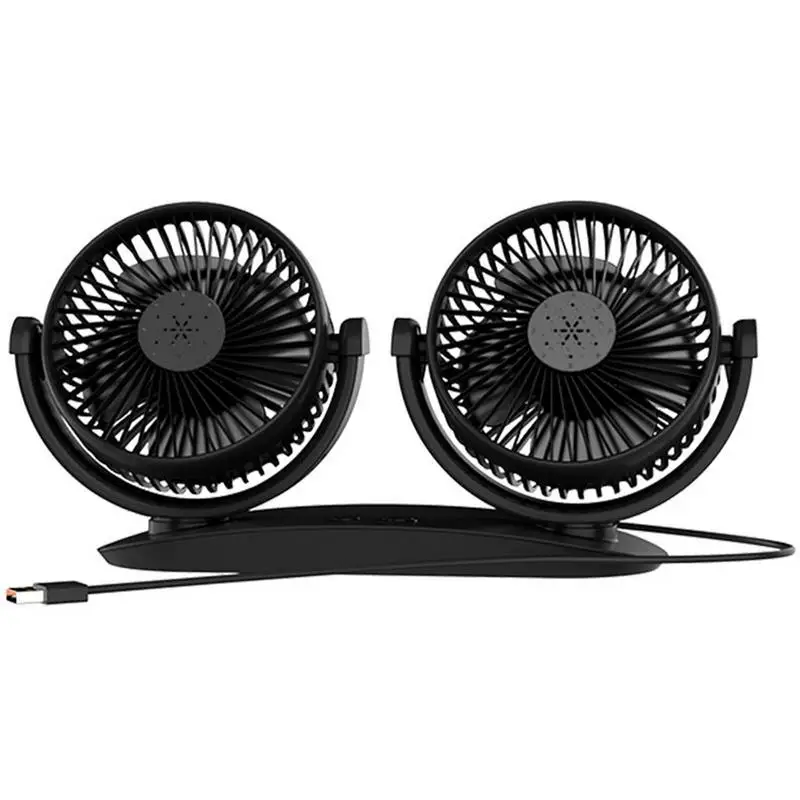 

Car Cooling Fan Double Head Vehicle Fan Strong Wind Low Noise Cooling Device 360-Degree Rotation Dashboard Accessories For