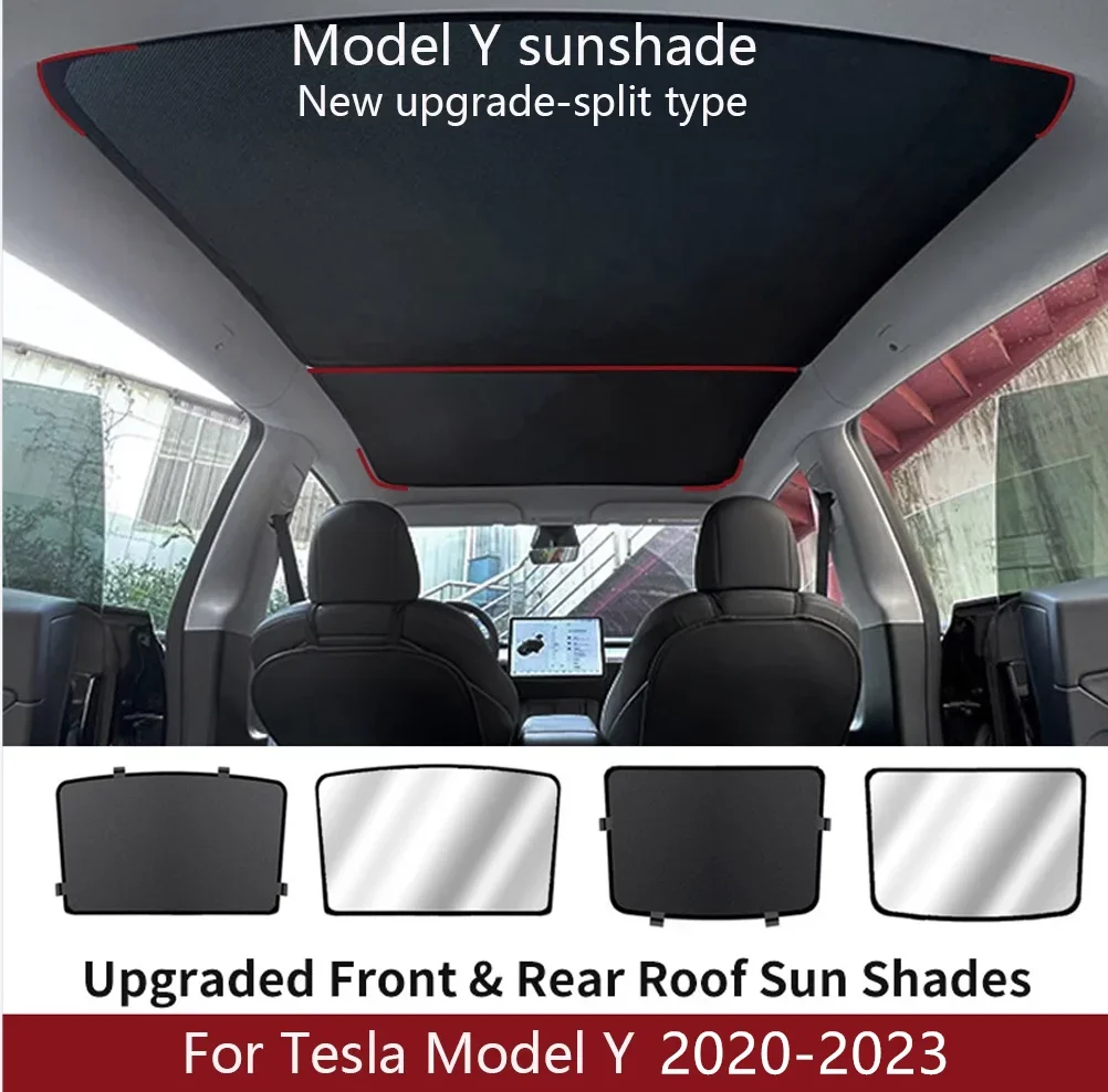 Upgrade Glass Roof Sunshade Window Shade Sunroof Net For Tesla Model Y 2020-2023