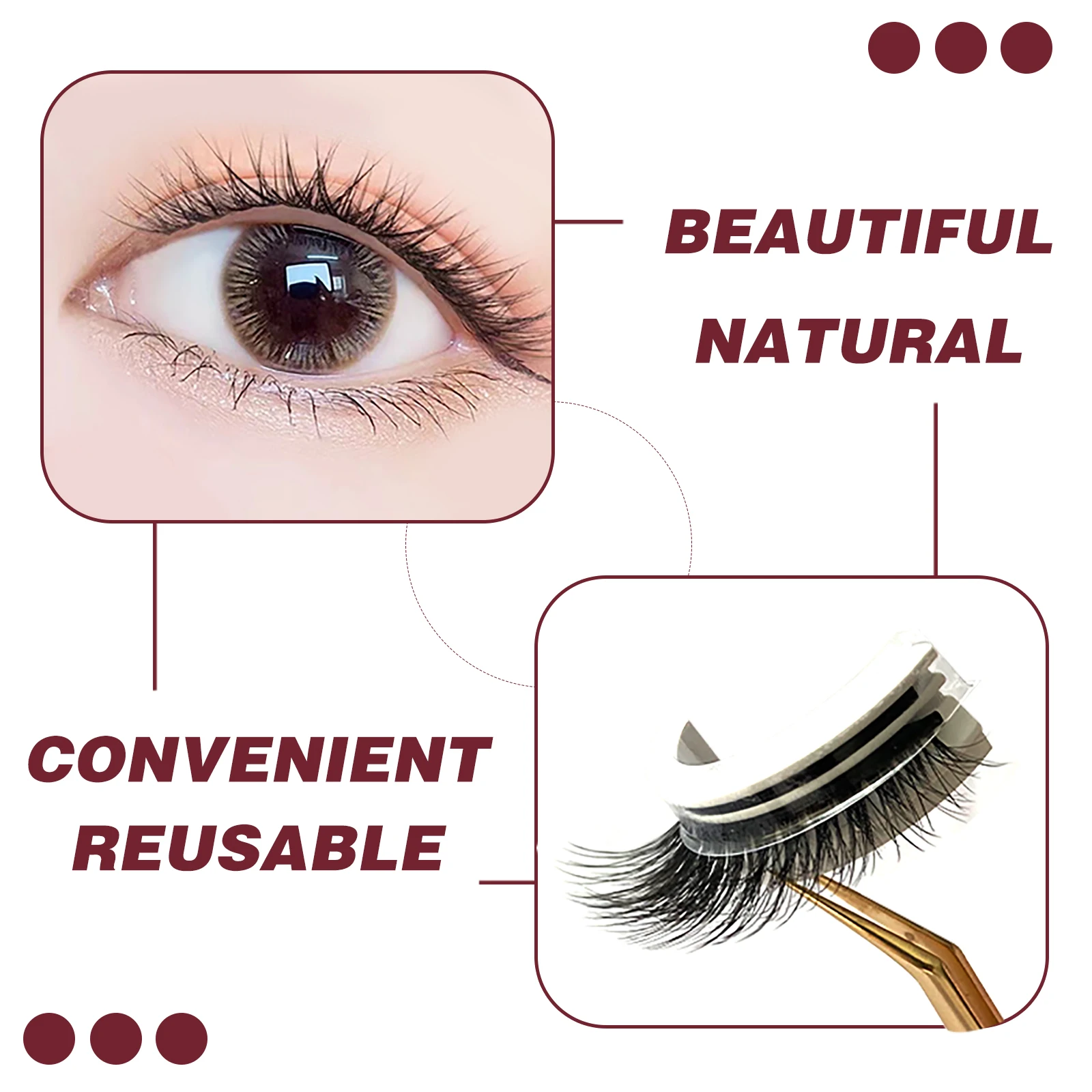 Self Adhesive Eyelashes Glue Free Reusable Full Strip Eyelash Thick Natural Makeup Tool False Lashes