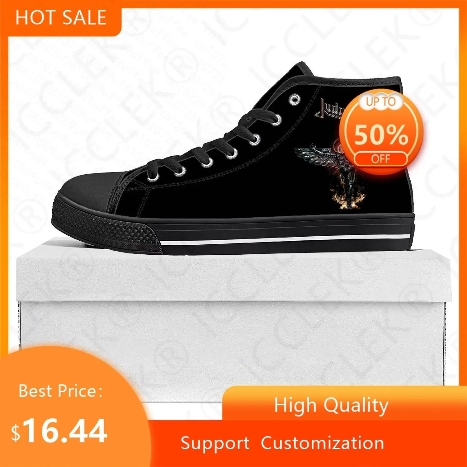 Judas Priest Heavy Metal Rock Band High Top High Quality Sneakers Mens Womens Teenager Canvas Sneaker Couple Shoe Custom Shoe