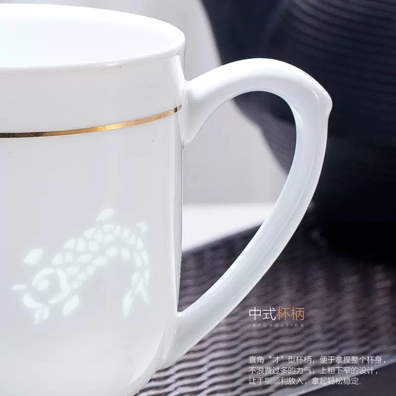 Exquisite 380ml Jingdezhen Hollow Honeycomb Glass Ceramic Porcelain Tea Cup Health Cup Mug Milk Coffee Tea Cup with Lid