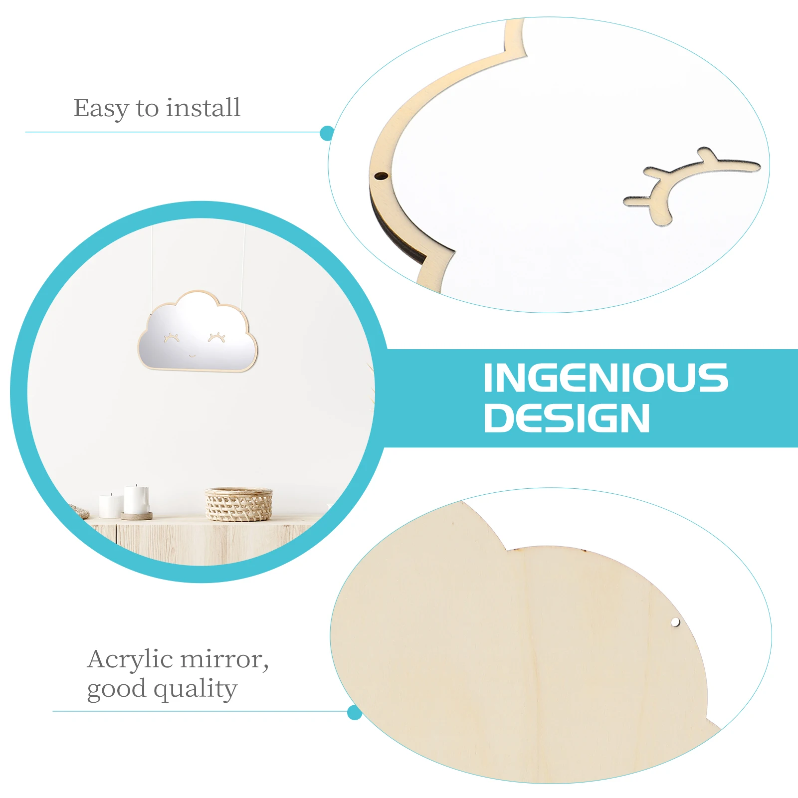 

Cloud Shape Acrylic Sticker Kids Room Waterproof Wood Hanging Decorative Mirror For Home Living Room Bedroom Wall Mirror Pendant