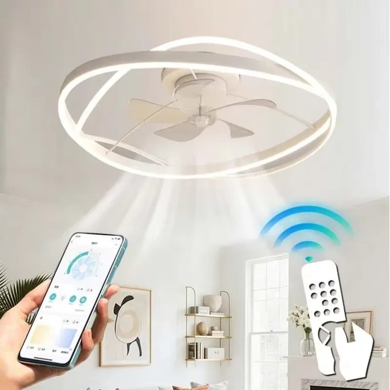 Simple Modern Decorative Design LED Ceiling Fan with Light for Bedroom Dining Room & Hotel Decor Remote Control Included