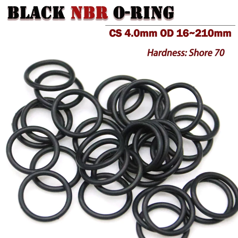 

NBR O-ring thickness Black CS 4.0mm OD 16~210mm Nitrile Butadiene Rubber Oil High Temperature Resistant O Ring Sealing Gasket