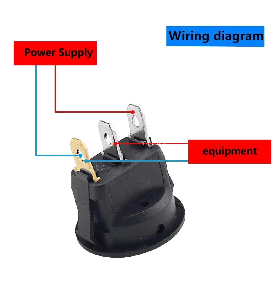 10PCS Round switch button3pin 2gear red black ship switch KCD1-105 small power switch 20MM 15MM