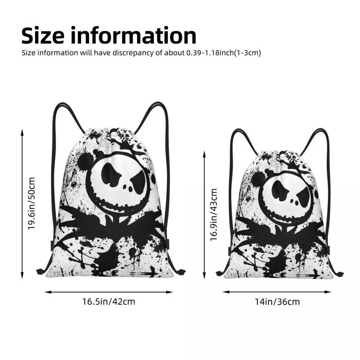 حقيبة ظهر برباط للهالوين جاك سكيلينجتون، حقيبة رياضية للصالة الرياضية، حقيبة الكابوس قبل عيد الميلاد، حقائب لليوجا