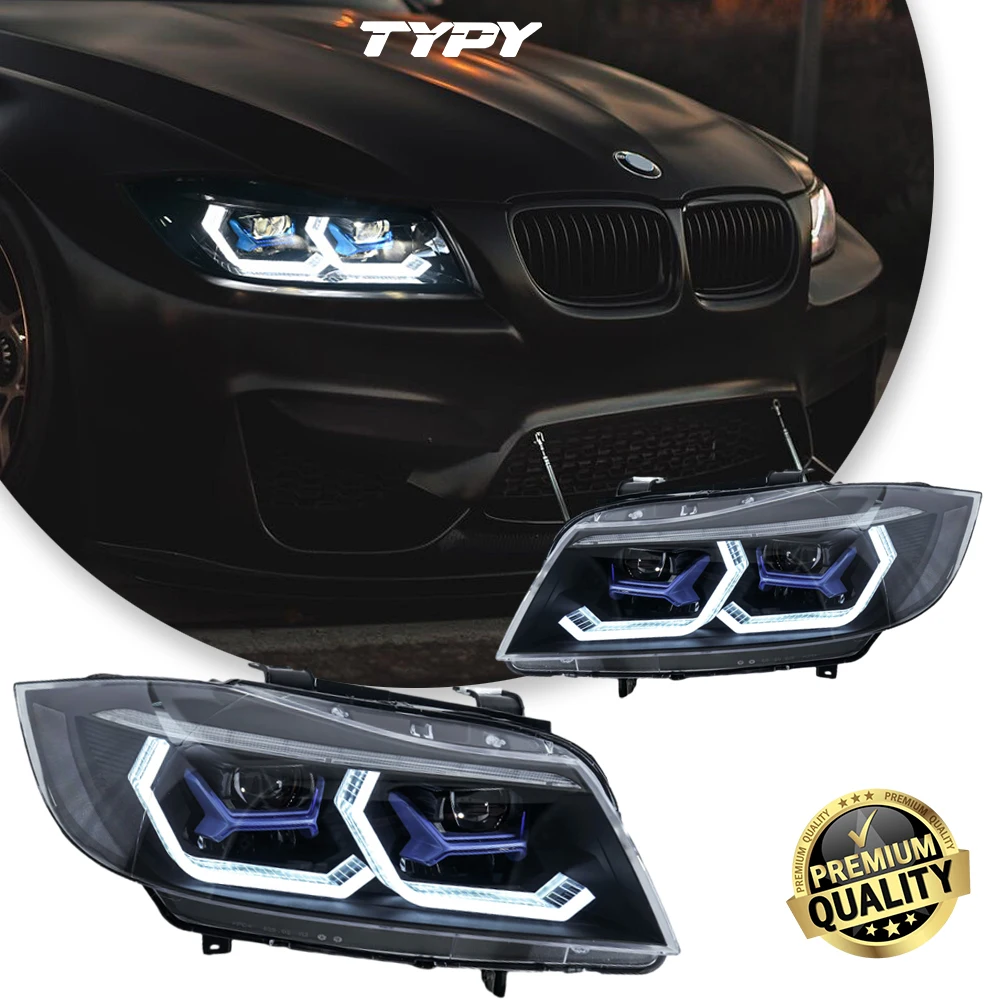 

Фара TYPY для BMW E90, светодиодная фара 2005-2012, фары 320i 325i 318i DRL, указатель поворота, дальний свет, линза проектора «ангельский глаз»